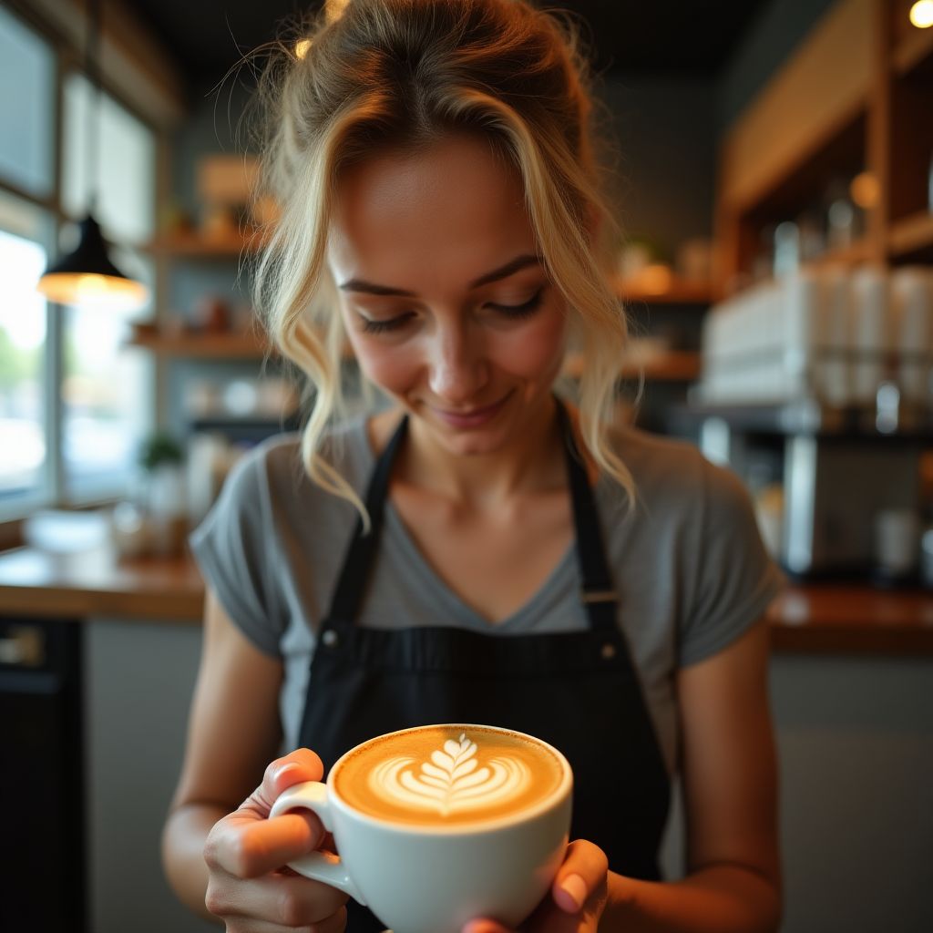 Retrato de Elena, barista principal.