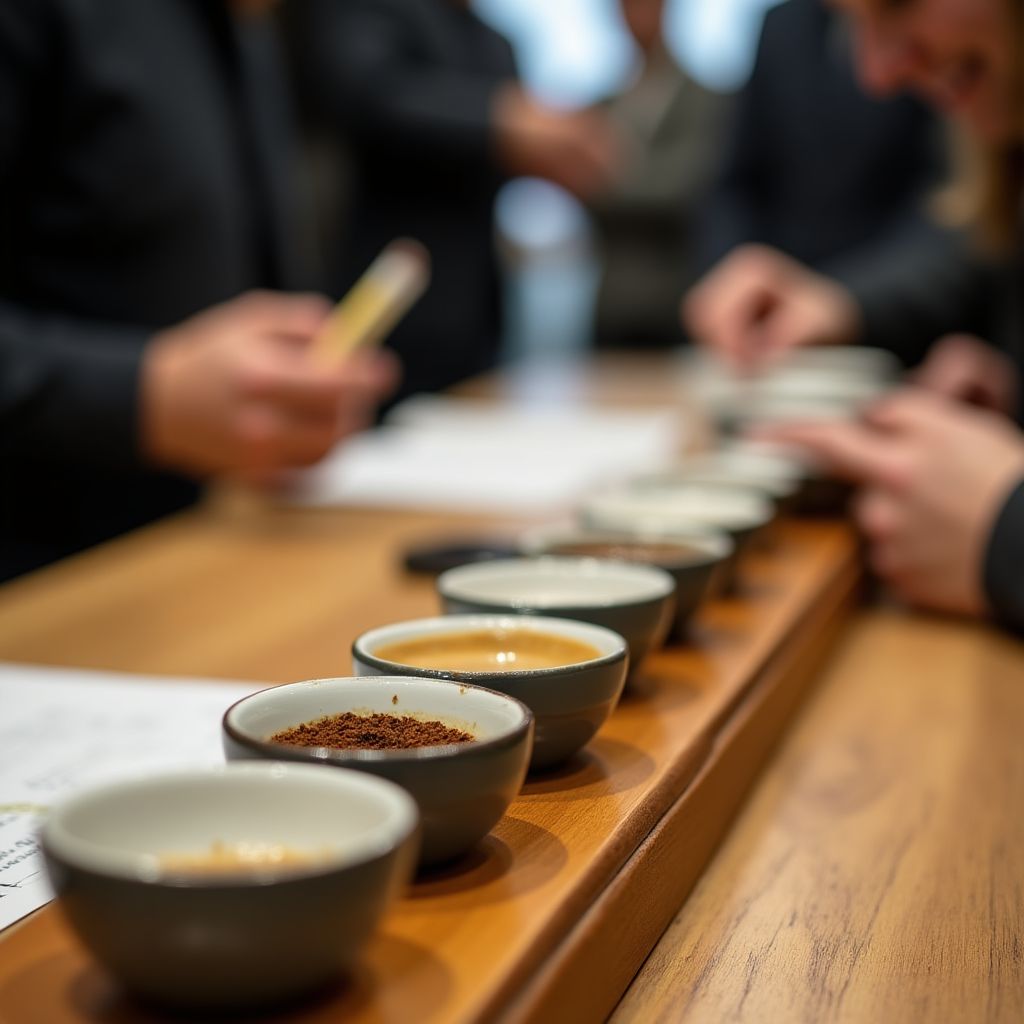 Sesión de cata de diferentes variedades de café.